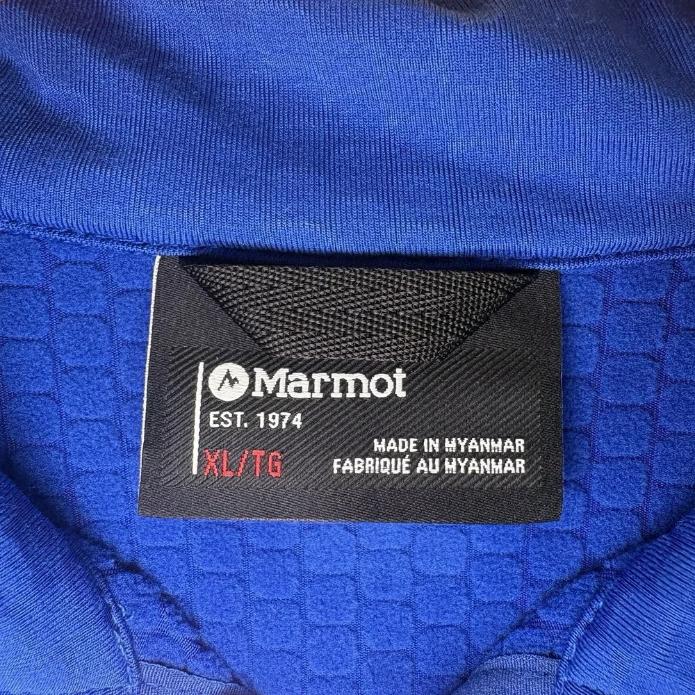 Marmot Leconte Fleece Pullover Size XL Blue 1/2 Zip Grid Stretch Gorpcore Hiking